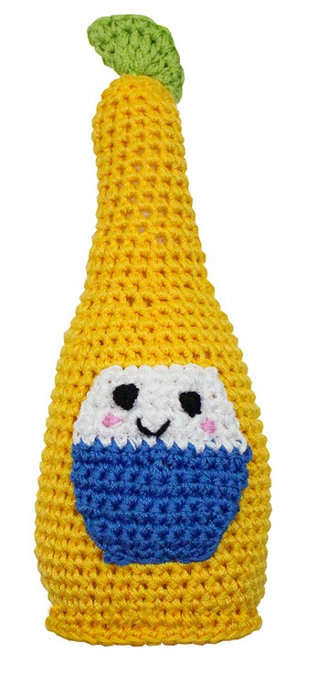 Knit Knacks Beer Bottle  with Lime Organic Cotton Small Dog Toy